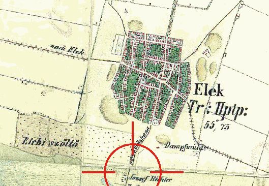 Elek a XIX. századi katonai felmérés térképén.