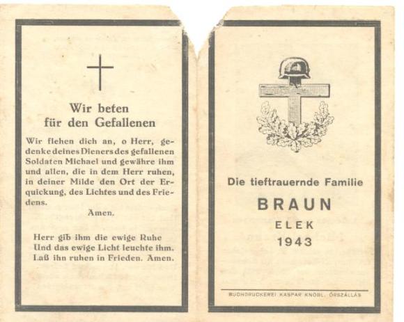 A halotti értesítő külső oldala