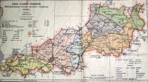 Arad-Csanád-Torontál egyesített vármegyék térképe Kogutovicz:Megyei térképek
