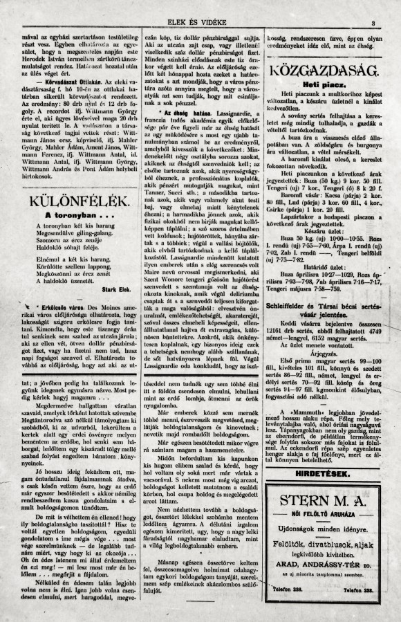 Különfélék és közgazdaság a harmadik oldalon