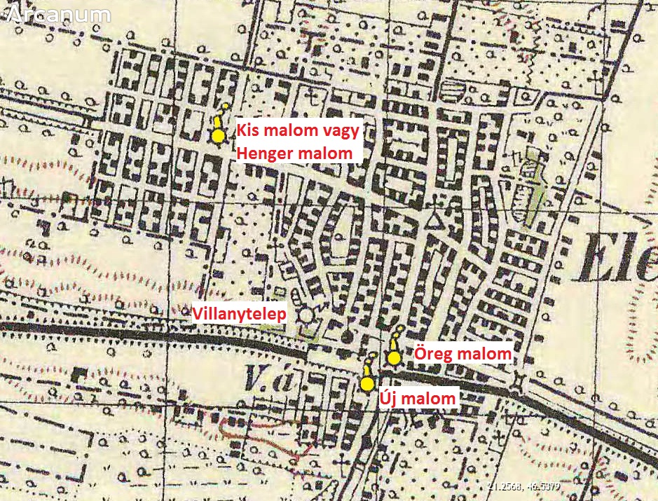 Az eleki malmok 1941-ben.